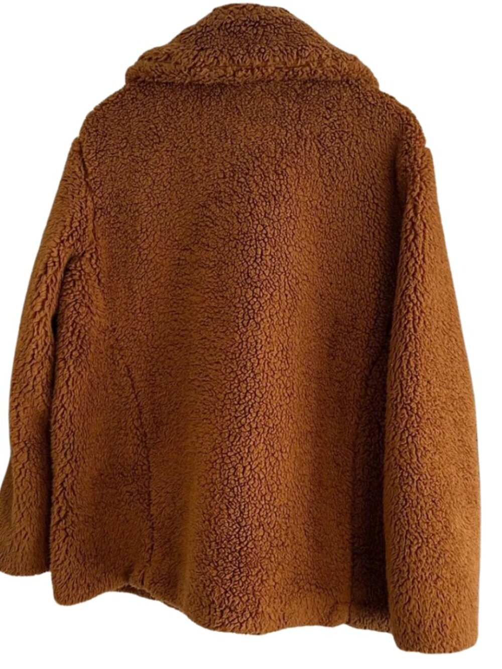 Free People Teddy Coat Brown Oversized Double Breasted Sherpa Jacket Medium - Picture 4 of 6
